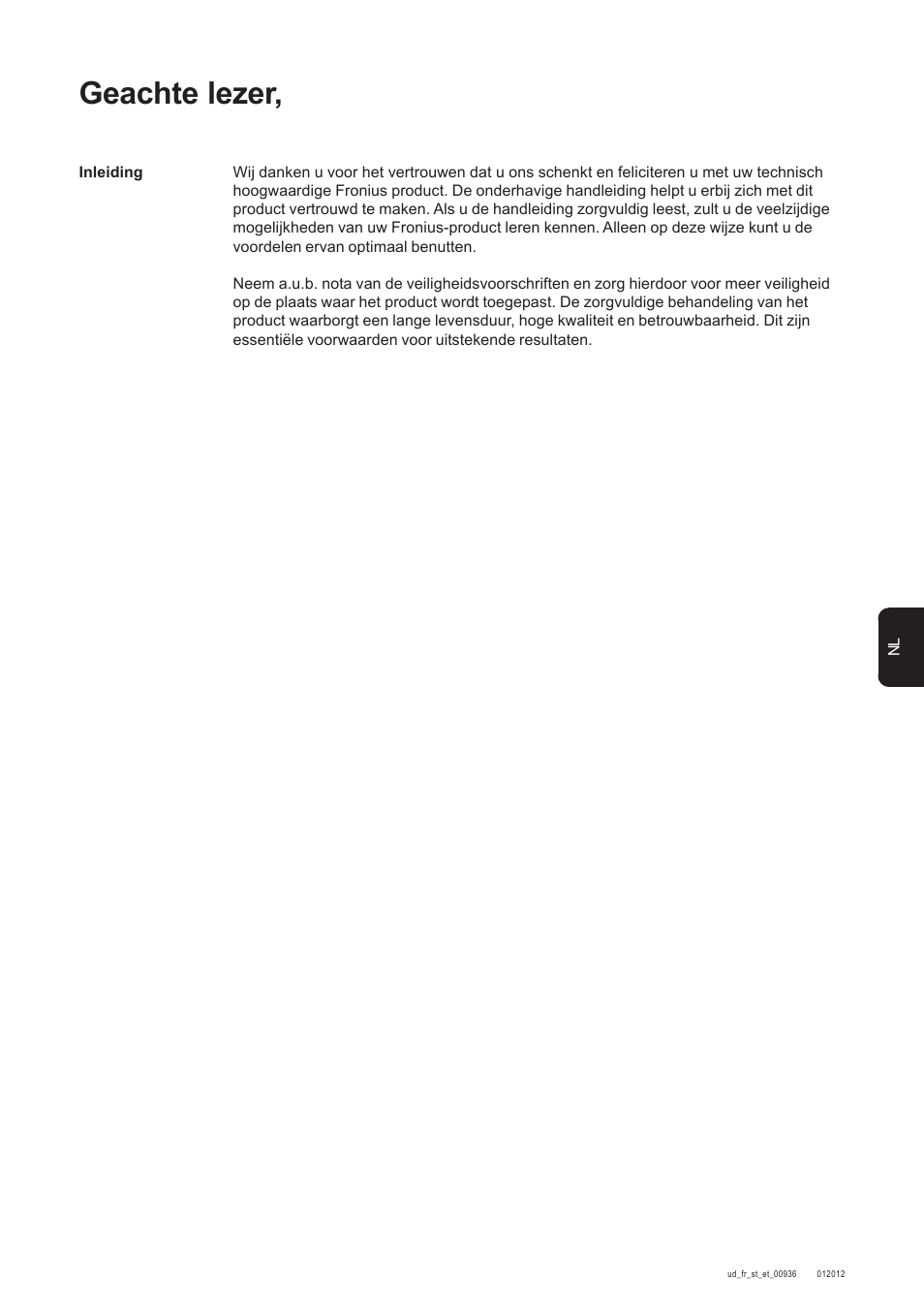 Geachte lezer | Fronius Acctiva 12-20 User Manual | Page 57 / 76