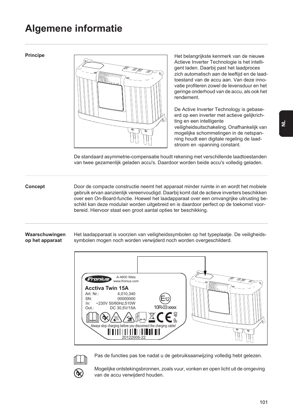 Algemene informatie | Fronius Acctiva Twin 15A User Manual | Page 103 / 122