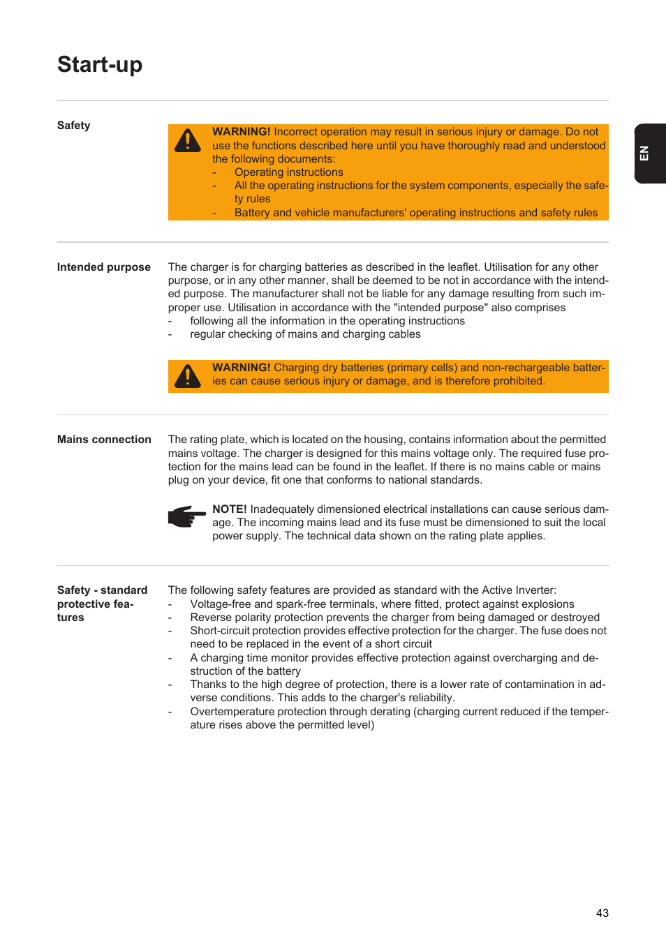Start-up | Fronius Acctiva Twin 15A User Manual | Page 45 / 122