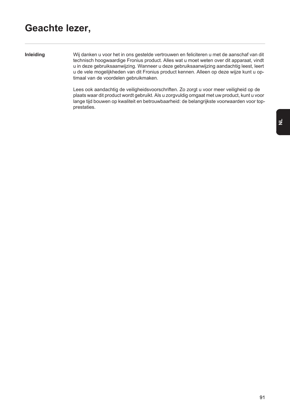 Geachte lezer | Fronius Acctiva Twin 15A User Manual | Page 93 / 122