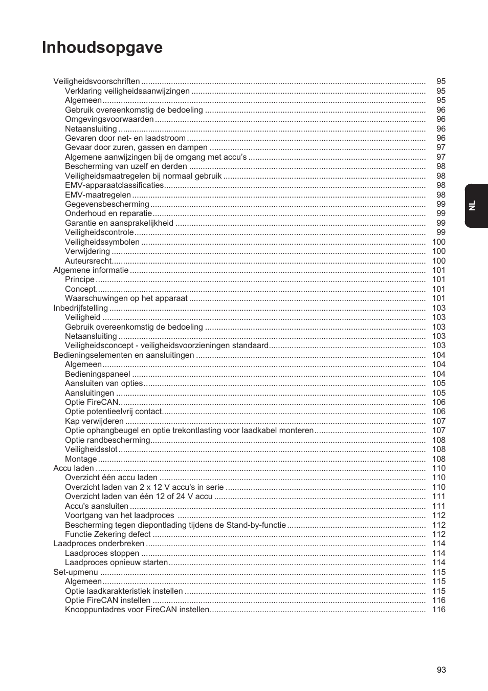 Inhoudsopgave | Fronius Acctiva Twin 15A User Manual | Page 95 / 122