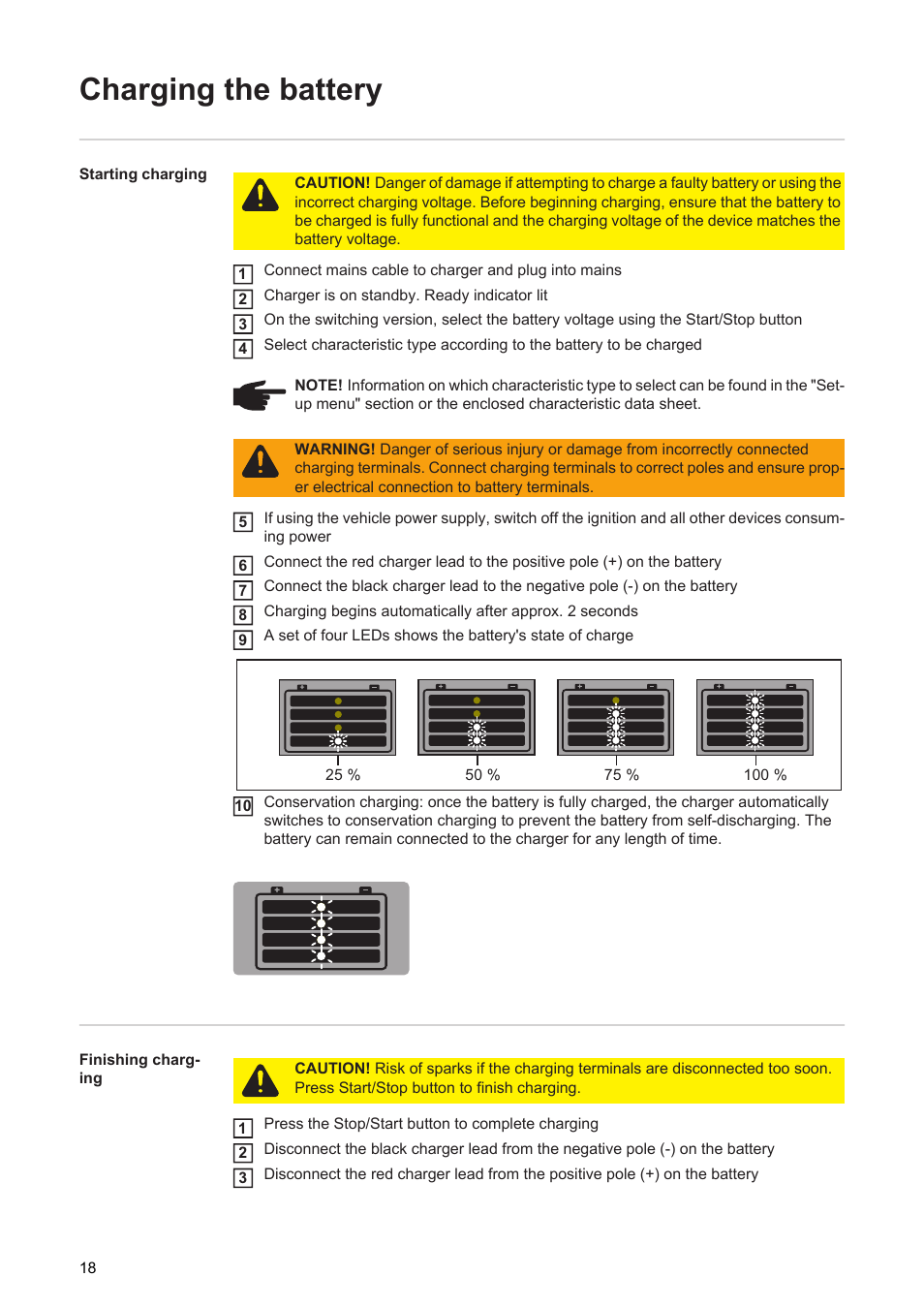 Charging the battery | Fronius Selectiva User Manual | Page 20 / 28