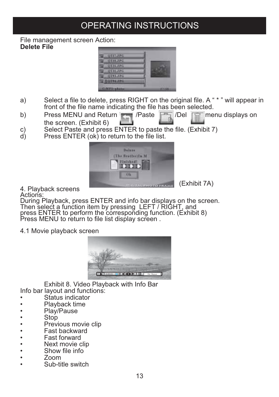 Operating instructions | Curtis DPF712 User Manual | Page 14 / 21