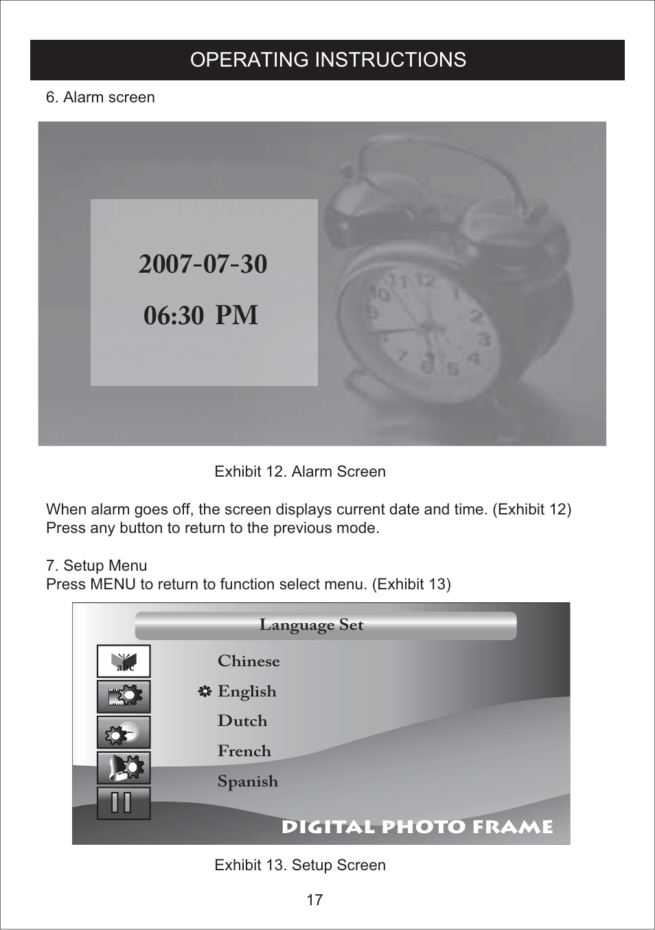 Operating instructions | Curtis DPF712 User Manual | Page 18 / 21