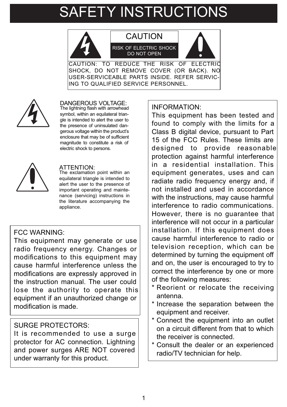 Safety instructions, Caution | Curtis DPF712 User Manual | Page 2 / 21
