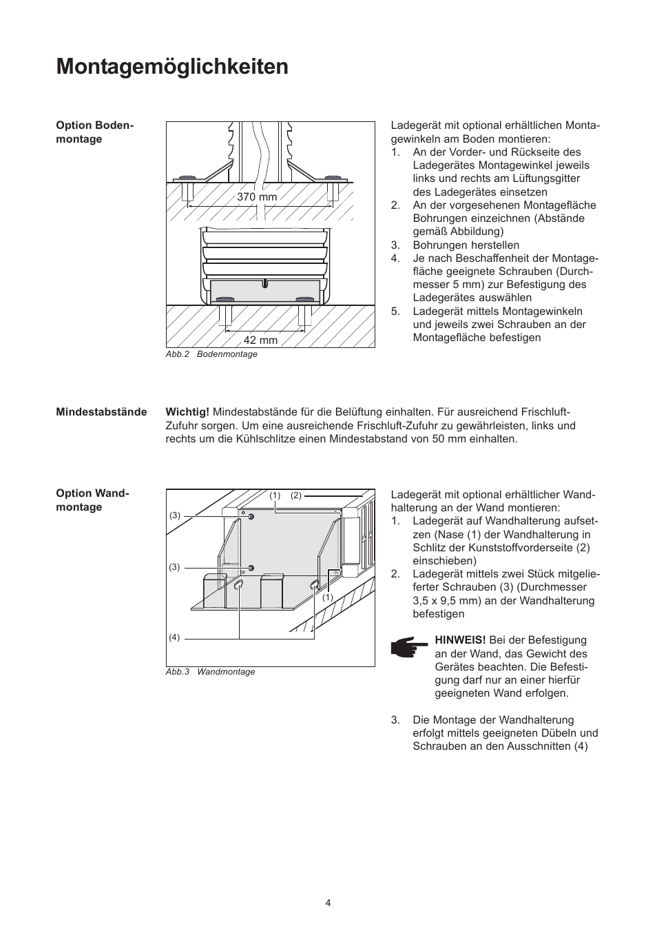 Montagemöglichkeiten | Fronius Selectiva Plus (one-phase) User Manual | Page 12 / 96