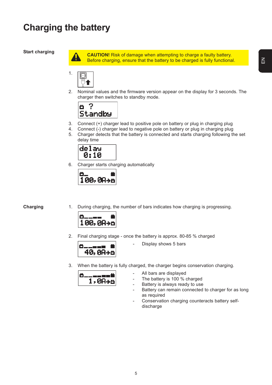 Charging the battery | Fronius Selectiva Plus (one-phase) User Manual | Page 35 / 96