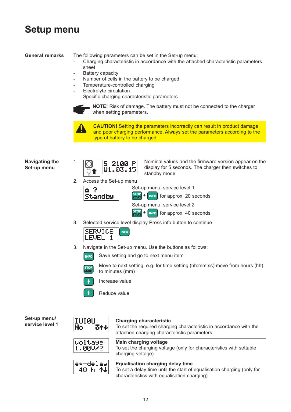 Setup menu | Fronius Selectiva Plus (one-phase) User Manual | Page 42 / 96