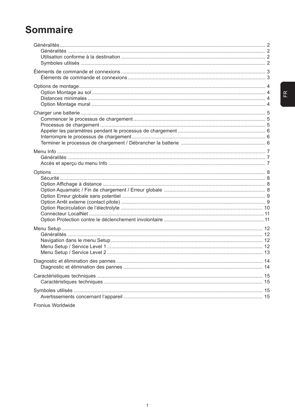 Sommaire | Fronius Selectiva Plus (one-phase) User Manual | Page 53 / 96