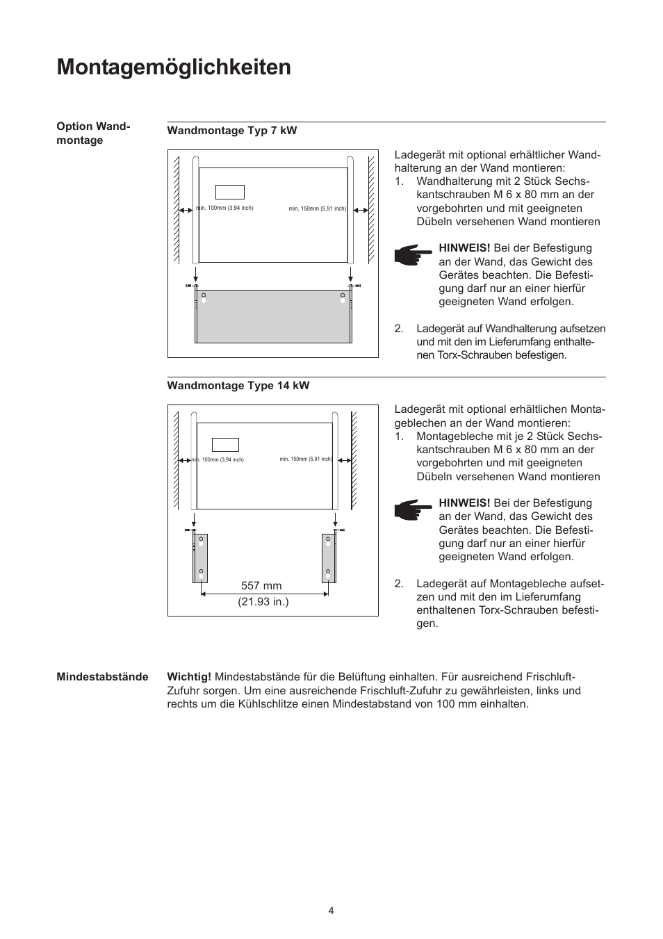 Montagemöglichkeiten | Fronius Selectiva Plus (three-phase) User Manual | Page 12 / 96