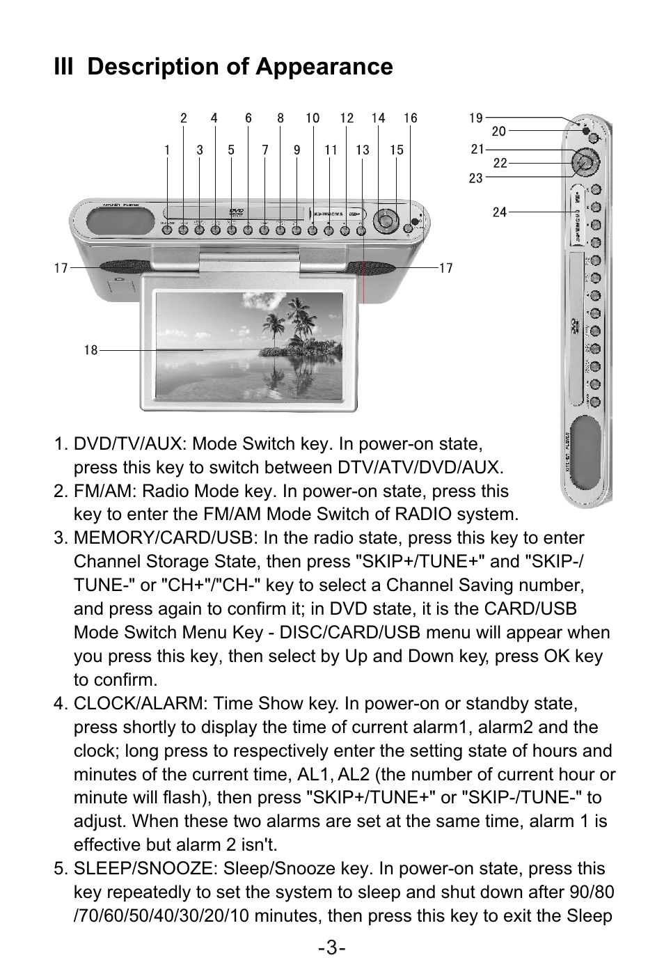 Т³гж 5, Iii description of appearance | Curtis KCR2620DUK User Manual | Page 5 / 29