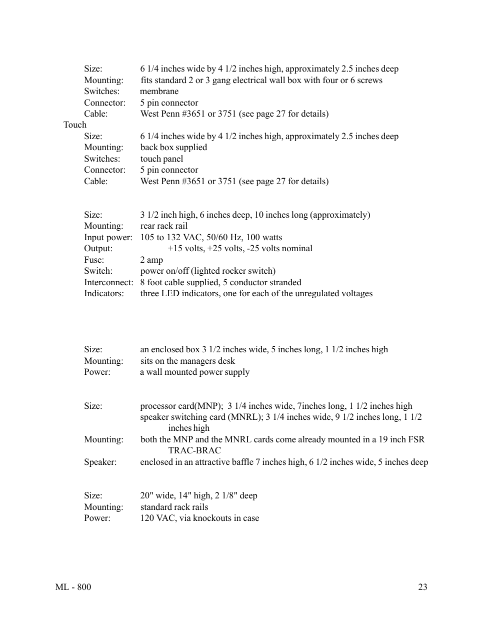 FSR ML-800 User Manual | Page 22 / 44