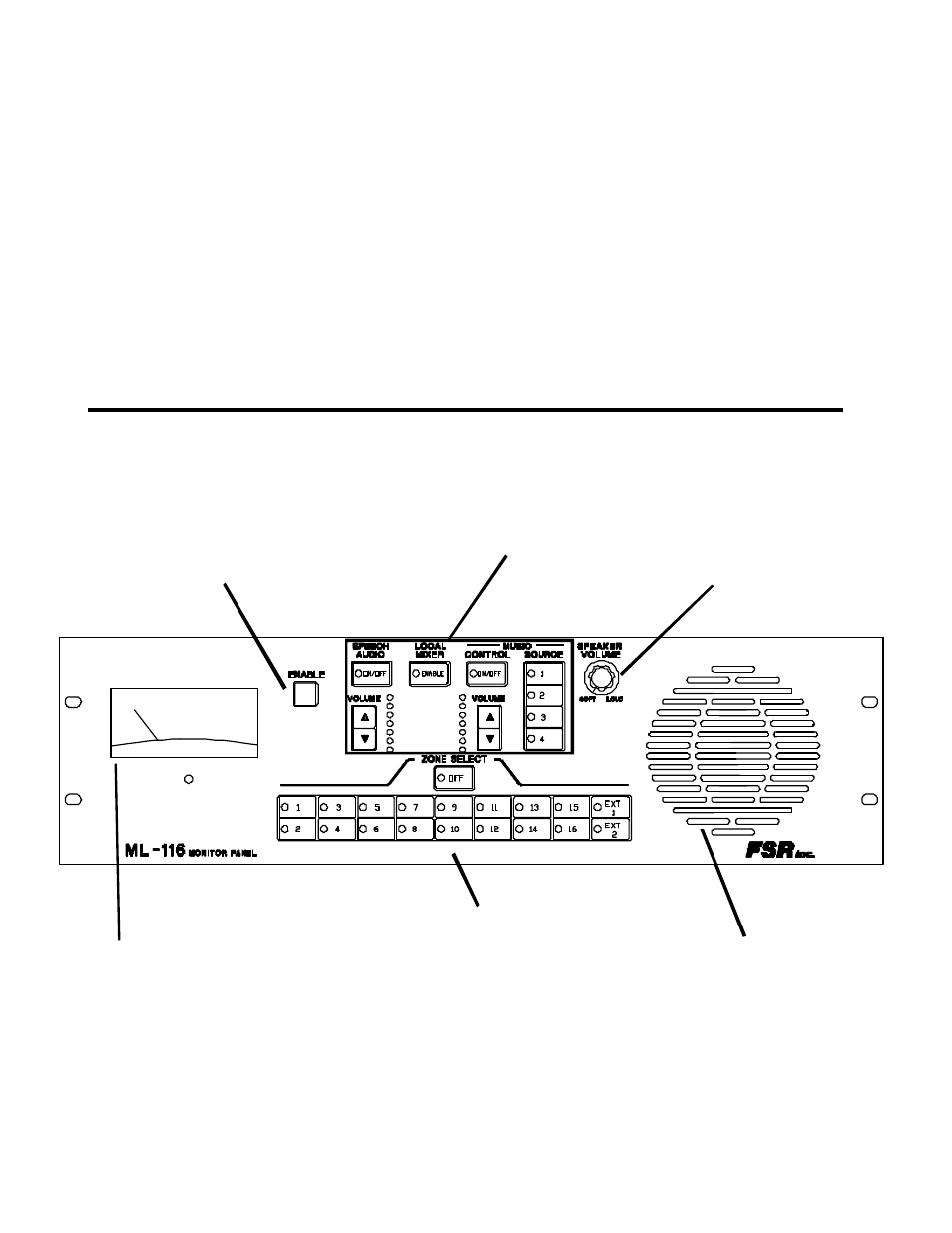 Monitor/vu panel, Monitor/vu panel installation | FSR ML-116 User Manual | Page 14 / 44