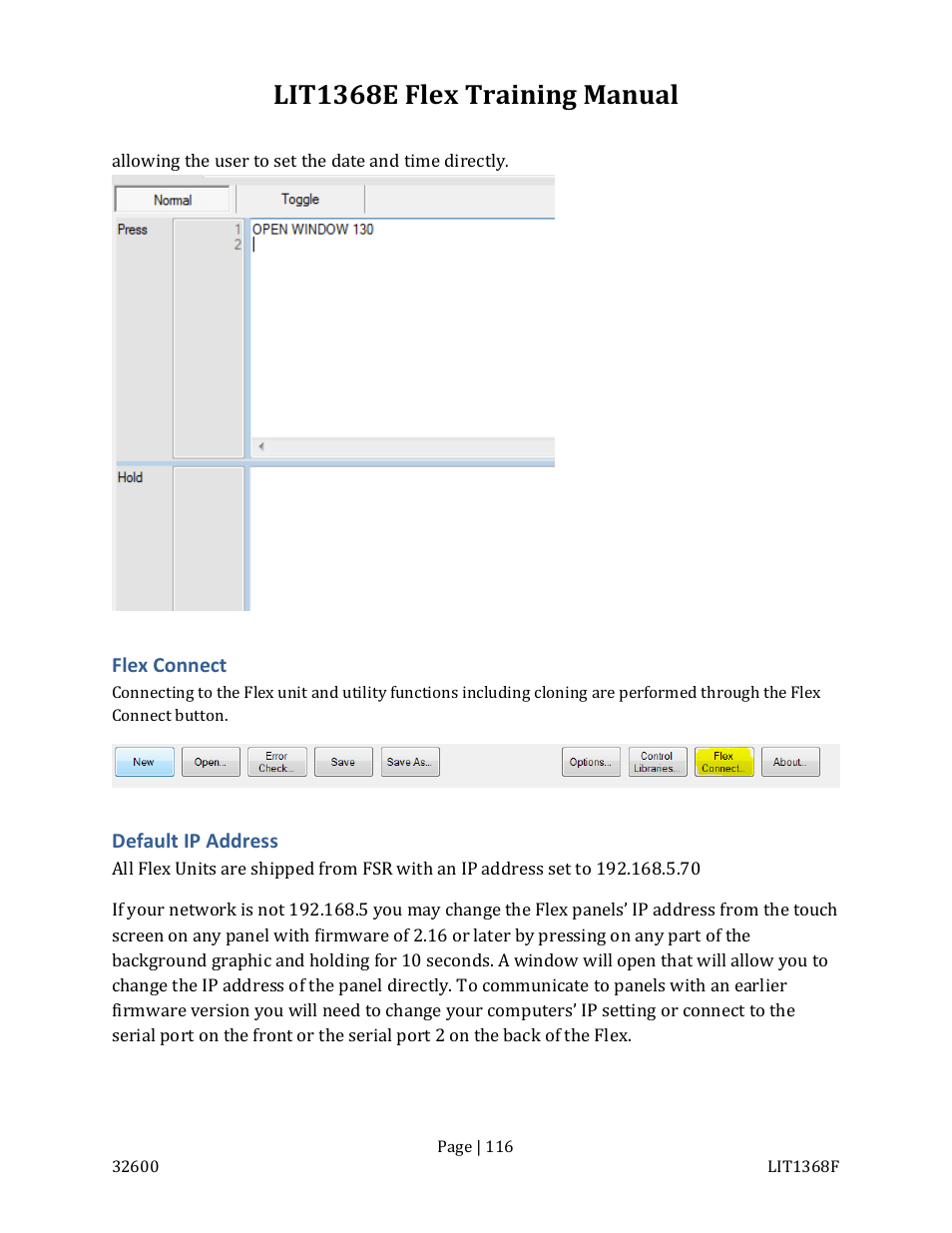 Lit1368e flex training manual | FSR FLEX CONTROL BUILDER TRAINING MANUAL User Manual | Page 116 / 142