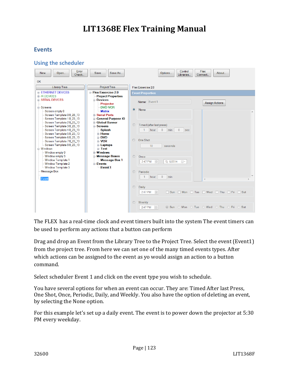Lit1368e flex training manual | FSR FLEX CONTROL BUILDER TRAINING MANUAL User Manual | Page 123 / 142