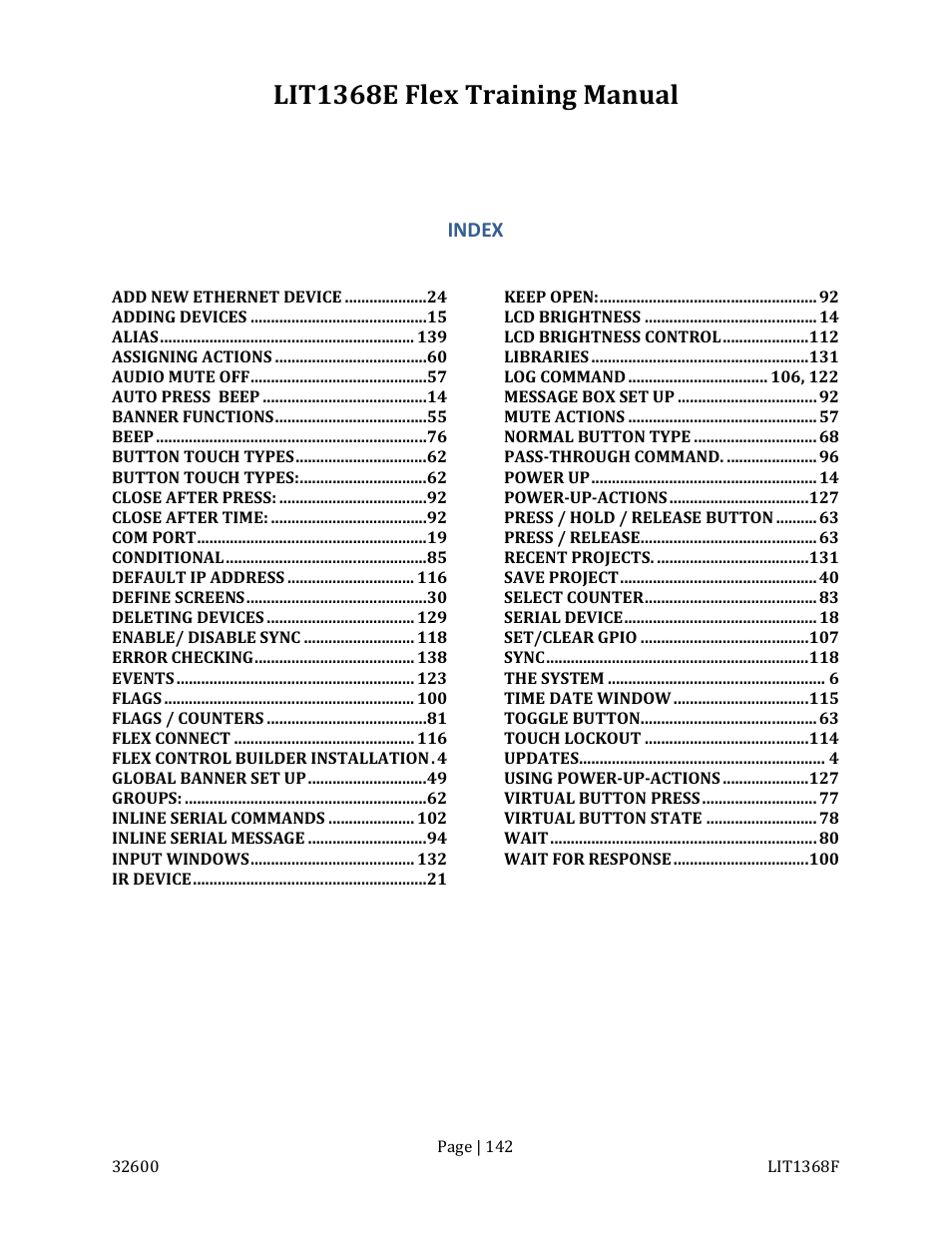 Lit1368e flex training manual | FSR FLEX CONTROL BUILDER TRAINING MANUAL User Manual | Page 142 / 142