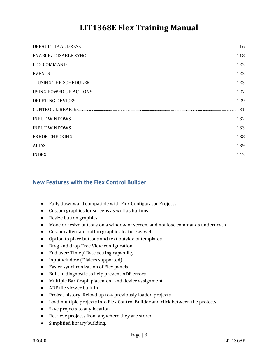 Lit1368e flex training manual, New features with the flex control builder | FSR FLEX CONTROL BUILDER TRAINING MANUAL User Manual | Page 3 / 142