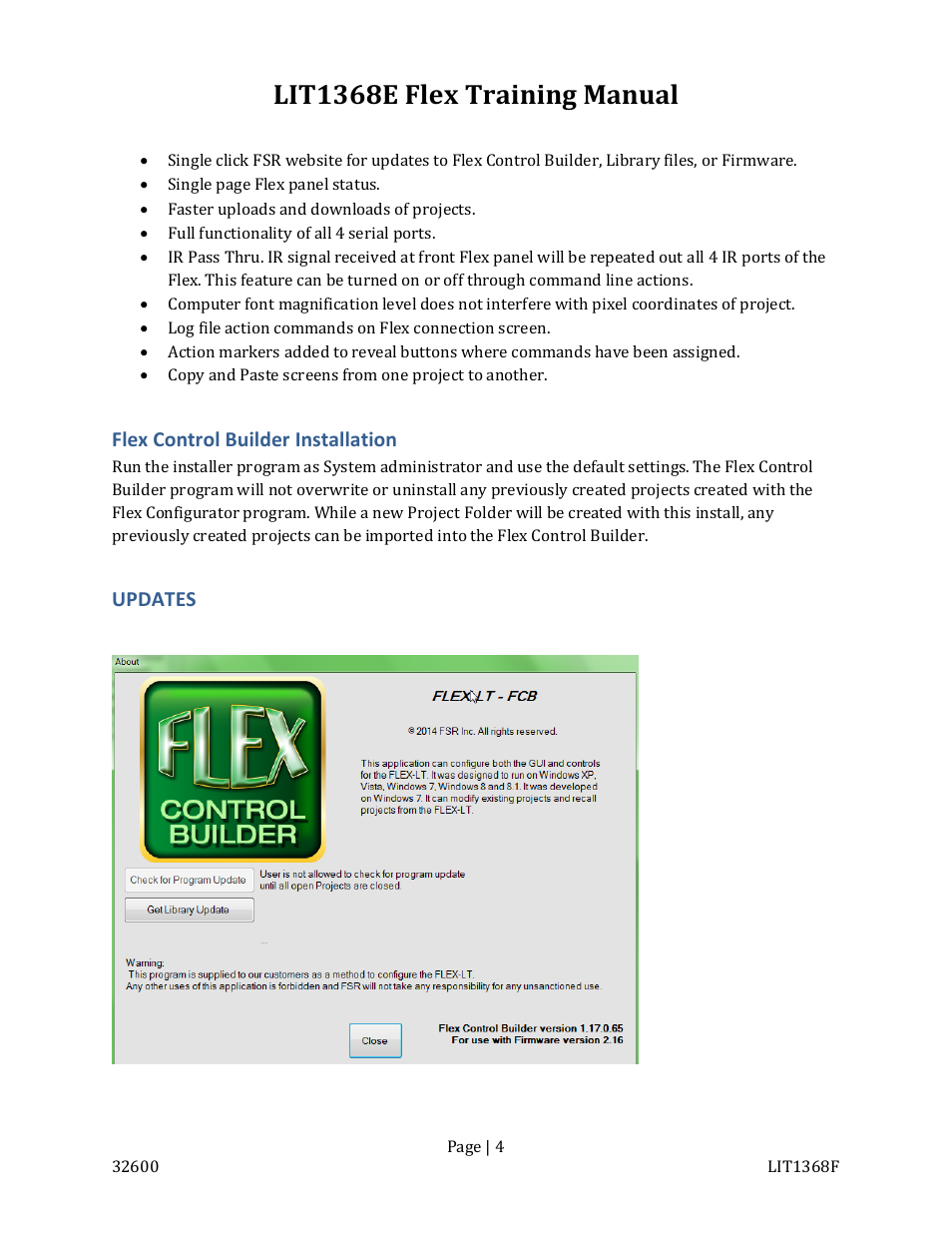 Lit1368e flex training manual | FSR FLEX CONTROL BUILDER TRAINING MANUAL User Manual | Page 4 / 142