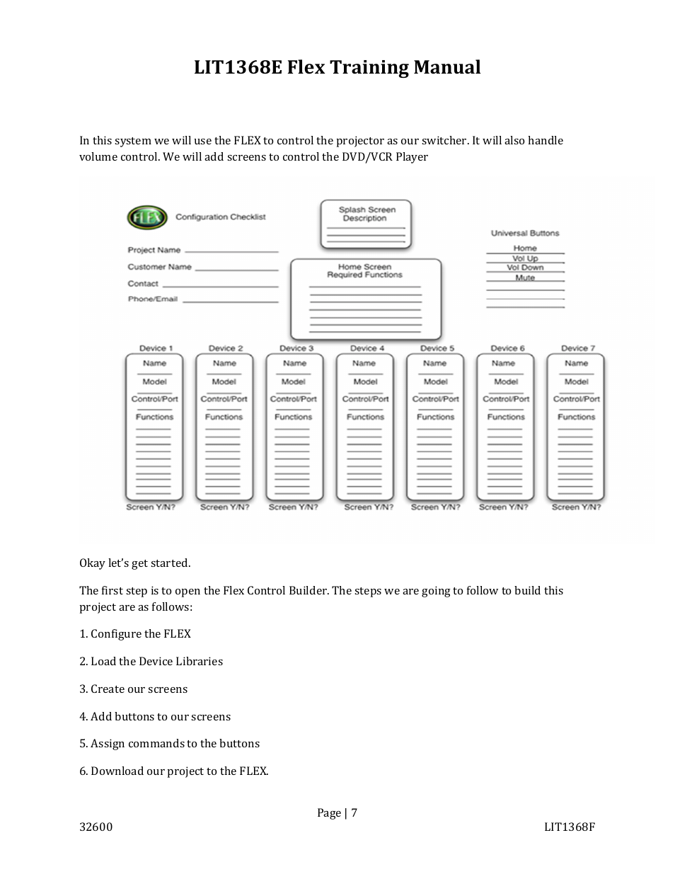 Lit1368e flex training manual | FSR FLEX CONTROL BUILDER TRAINING MANUAL User Manual | Page 7 / 142