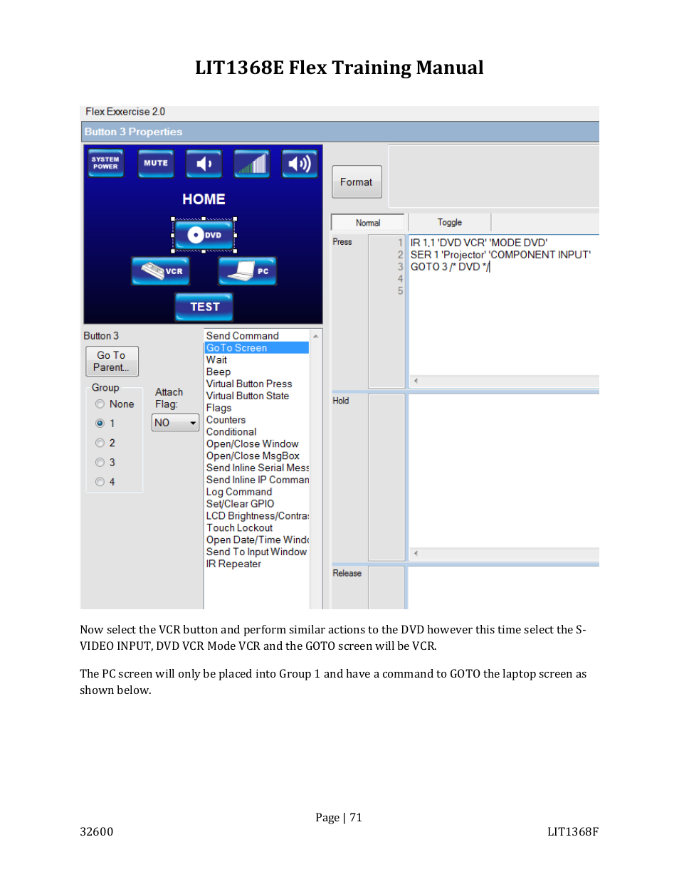 Lit1368e flex training manual | FSR FLEX CONTROL BUILDER TRAINING MANUAL User Manual | Page 71 / 142