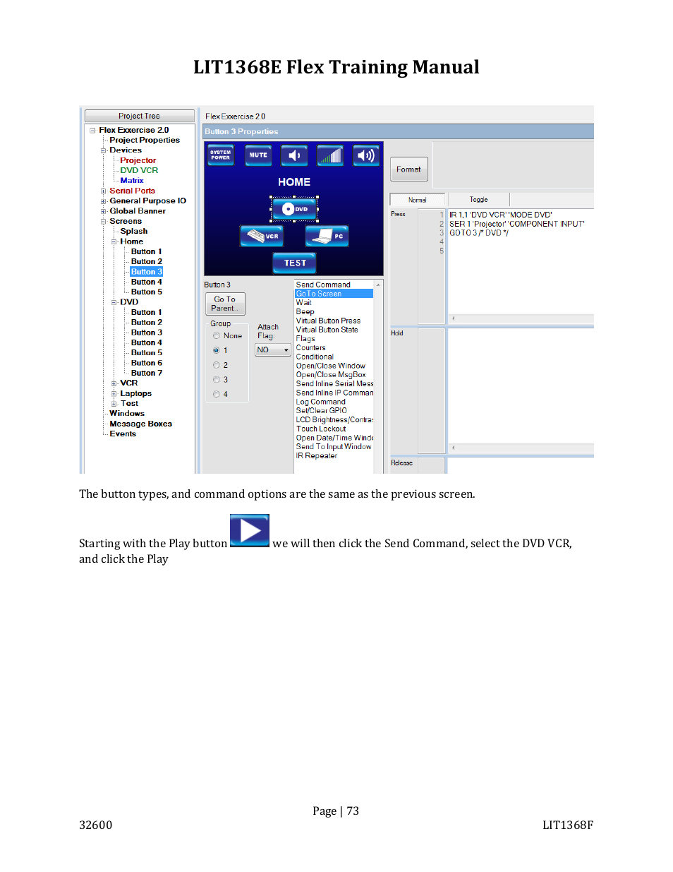 Lit1368e flex training manual | FSR FLEX CONTROL BUILDER TRAINING MANUAL User Manual | Page 73 / 142