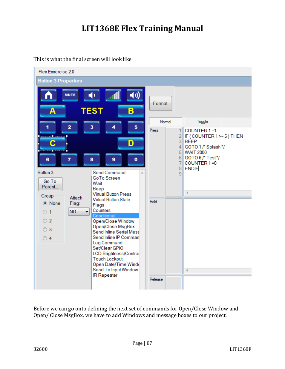Lit1368e flex training manual | FSR FLEX CONTROL BUILDER TRAINING MANUAL User Manual | Page 87 / 142