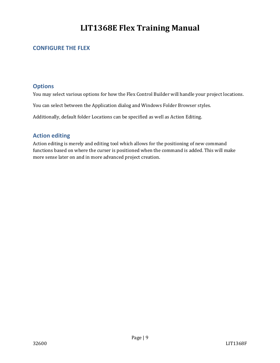 Lit1368e flex training manual | FSR FLEX CONTROL BUILDER TRAINING MANUAL User Manual | Page 9 / 142