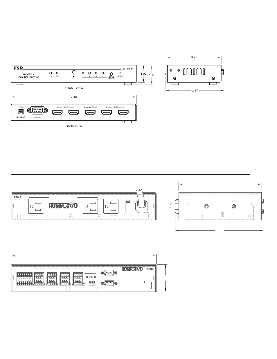 Dv-hsw-41 4x1 switcher hv-ctl control box, 16 huddle-vu | FSR HuddleVU User Manual | Page 16 / 47