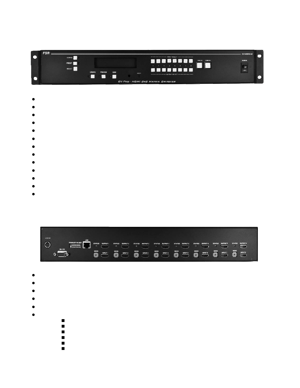 FSR DV-HMSW-88 8x8 MATRIX User Manual | Page 6 / 23