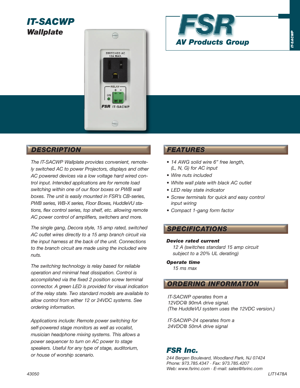 FSR IT-SACWP User Manual | 2 pages