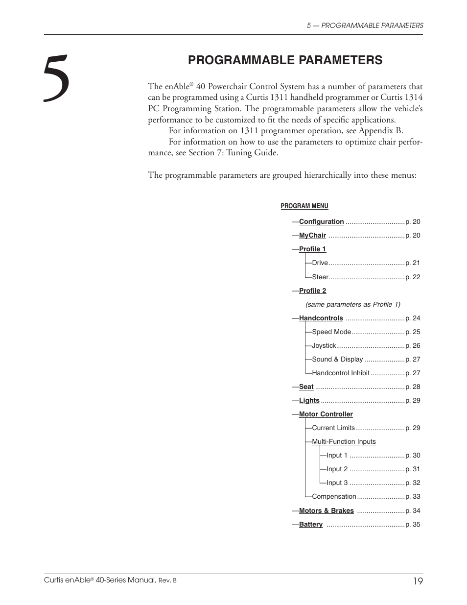 Programmable parameters | Curtis ENABLE 40 User Manual | Page 25 / 66