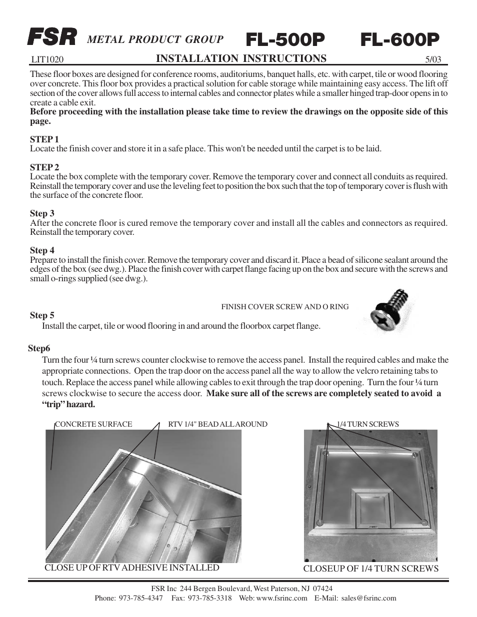 FSR FL-500P User Manual | 2 pages