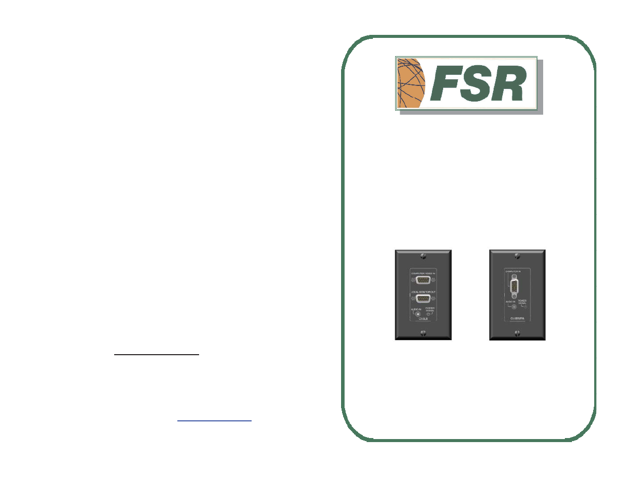 FSR CI-5 BWPA User Manual | 2 pages