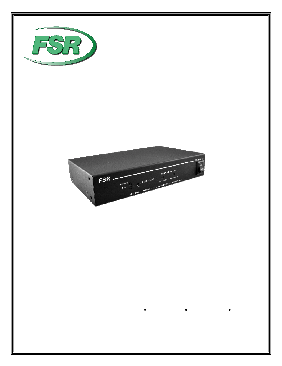 FSR DV-HDA-12 User Manual | 11 pages