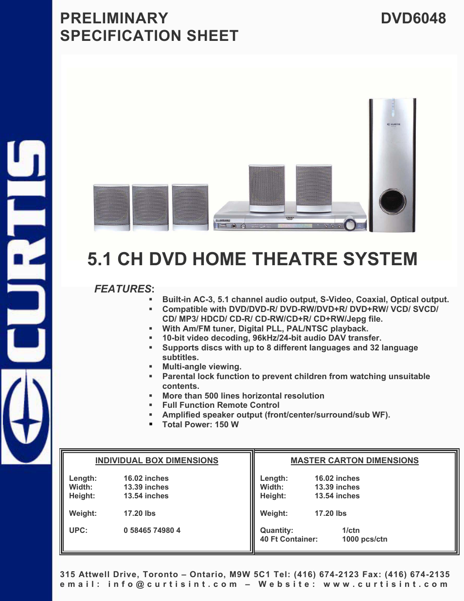 Curtis DVD6048 User Manual | 1 page