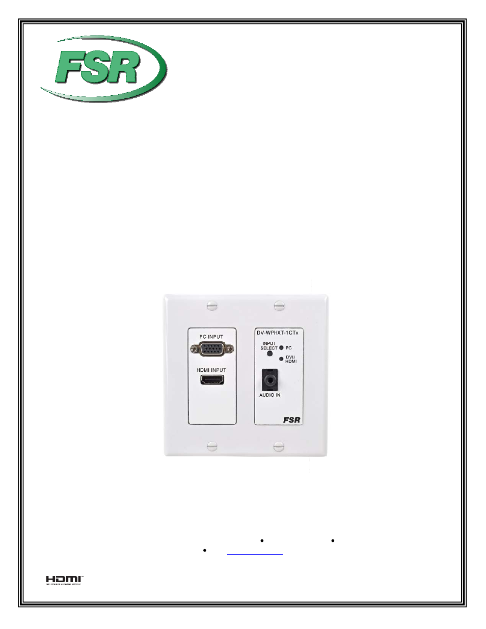 FSR DV-WPHXT-1C-WHT User Manual | 22 pages