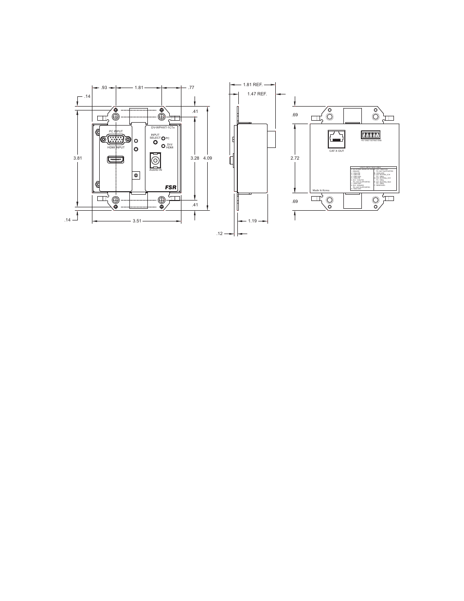 Mechanical specifications | FSR DV-WPHXT-1C-WHT User Manual | Page 17 / 22