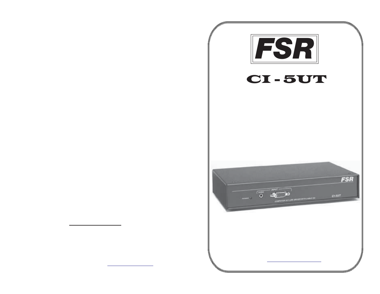 FSR CI-5UT User Manual | 4 pages