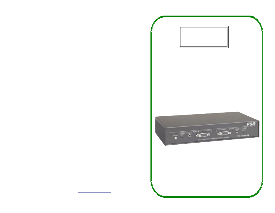 FSR TN-2105 User Manual | 4 pages