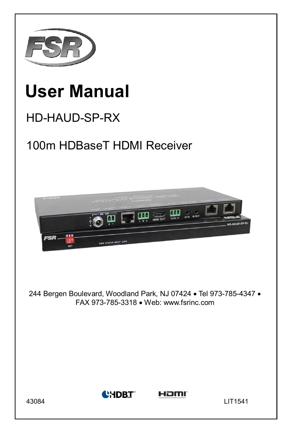 FSR HD-HAUD-SP-RX User Manual | 16 pages