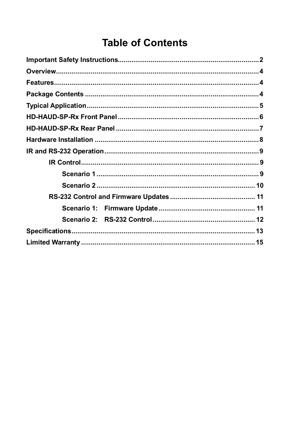 FSR HD-HAUD-SP-RX User Manual | Page 3 / 16