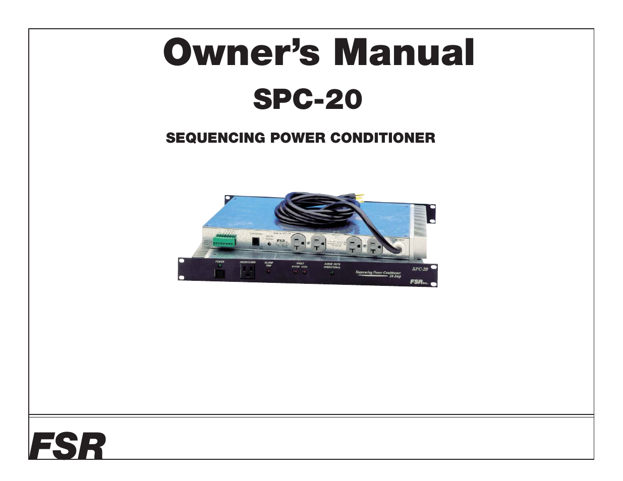 FSR SPC-20 User Manual | 6 pages