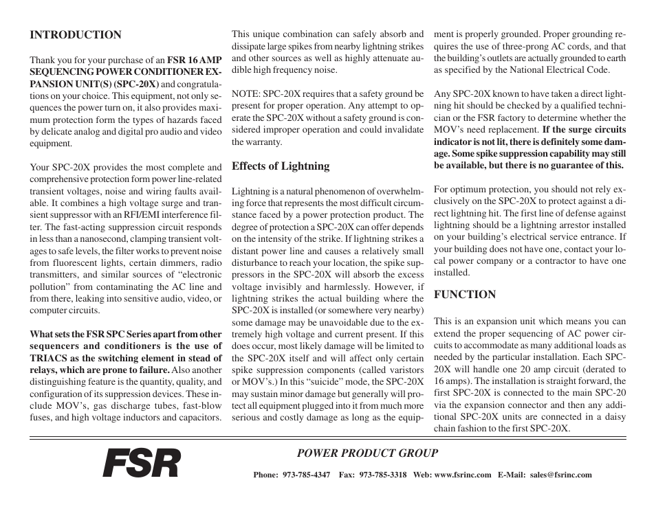 FSR SPC-20X User Manual | Page 3 / 6