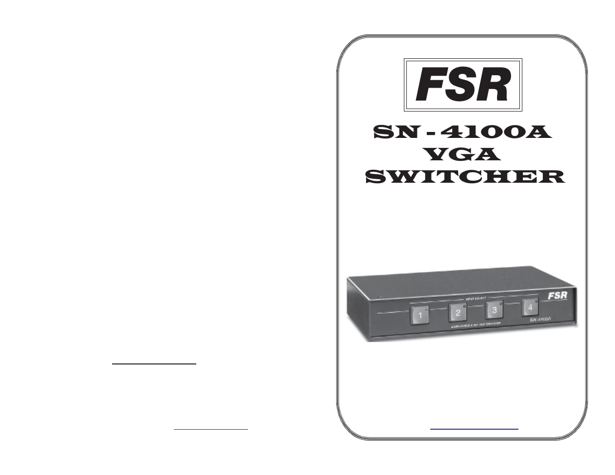 FSR SN-4100A User Manual | 4 pages