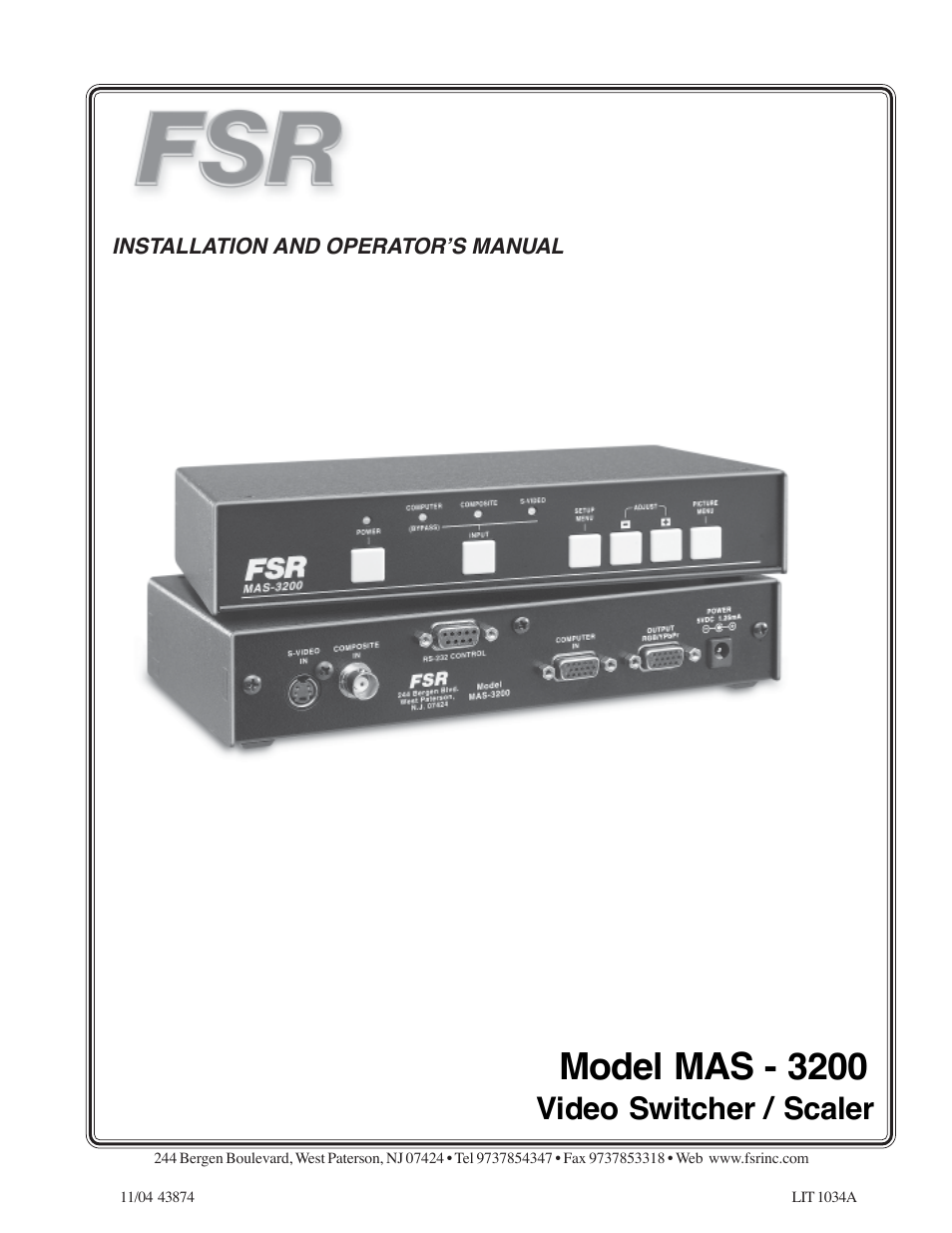 FSR MAS-3200 User Manual | 28 pages