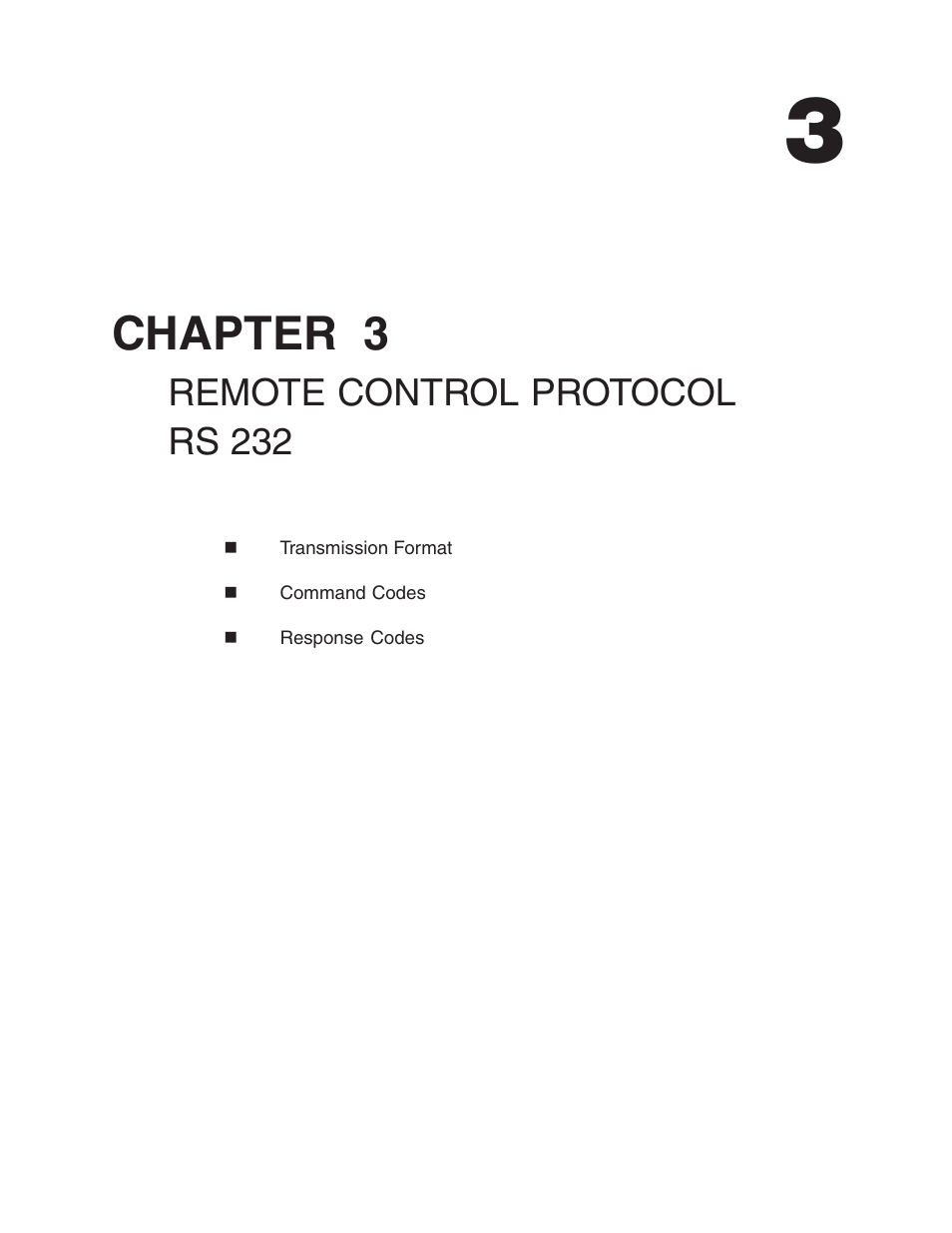 Chapter 3, Remote control protocol rs 232 | FSR MAS-3200 User Manual | Page 13 / 28