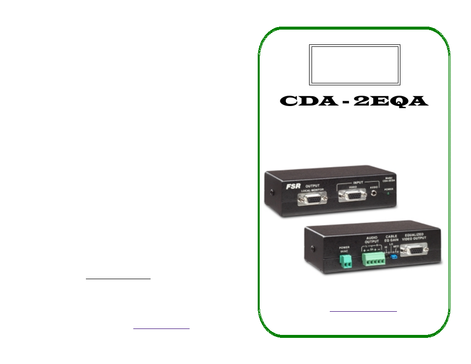 FSR CDA-2EQA User Manual | 4 pages