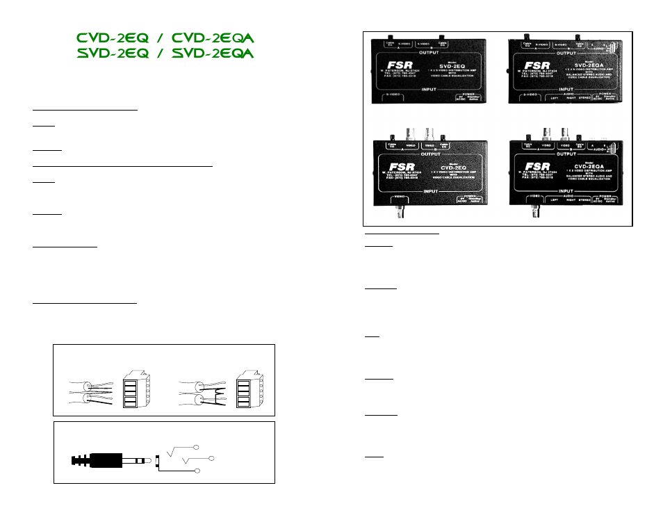 Cvd-2eq / cvd-2eqa svd-2eq / svd-2eqa, Operations manual, Cvd - 2eq cvd - 2eqa svd - 2eq svd - 2eqa | FSR CVD EQ User Manual | Page 2 / 2