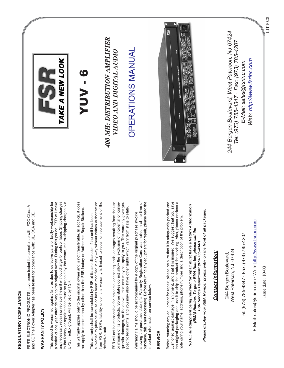 FSR YUV-6 User Manual | 4 pages