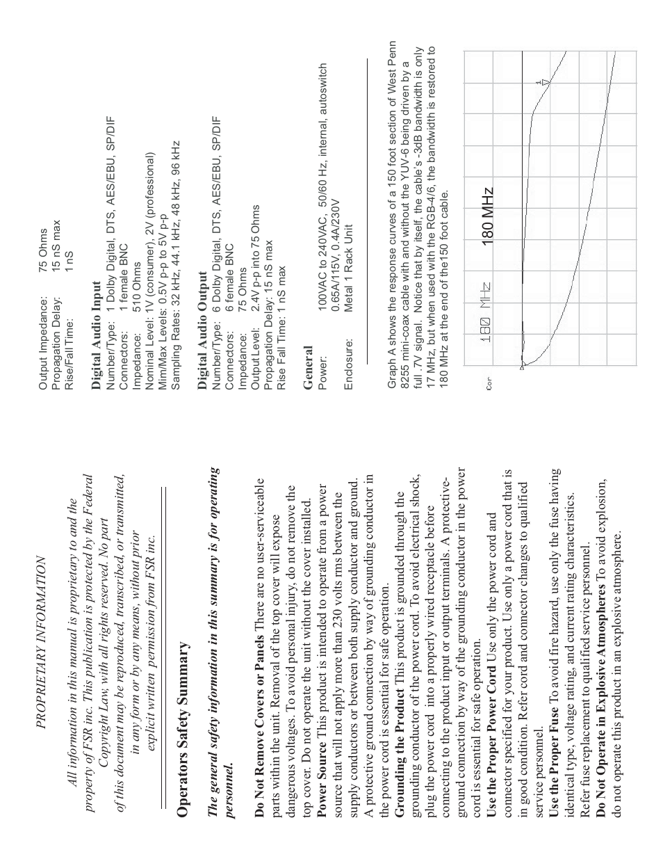 Operators safety summary, 180 mhz | FSR YUV-6 User Manual | Page 2 / 4